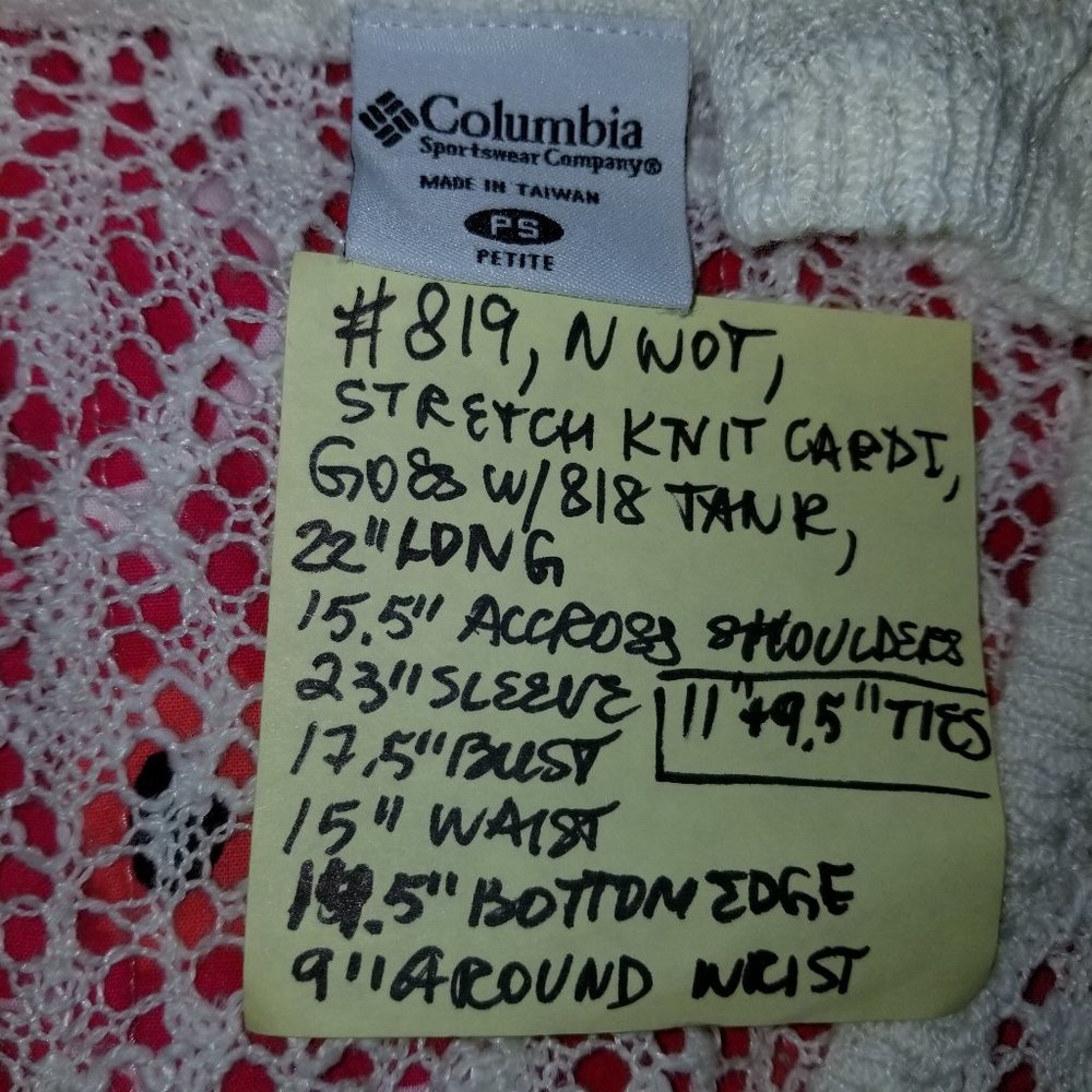 🌍#819 NWOT Columbia PS White Eyelet Cotton Cardigan - Picture 6 of 16